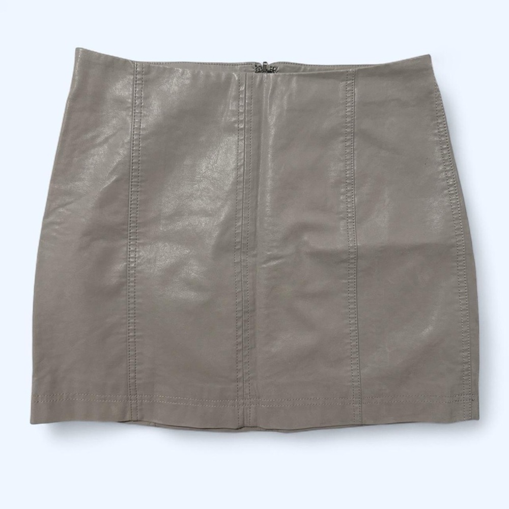 Free People Hemp Gray Faux Leather Mini Skirt 8